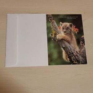 Tree Planting Card with Matching Envelope featuring a Fuzzy Bobcat Kit